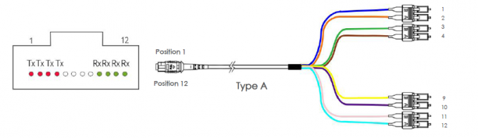 Cabo OM3 MTP do tronco de MTP fêmea a 4 fibras do duplex 8 do SC UPC cabo 1 do remendo da fuga de 50/125 chicotes de fios