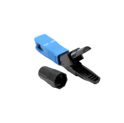 Field Install SC UPC Fiber Optic Quick Connector Single Mode 60mm Blue For FTTH Drop Cabl