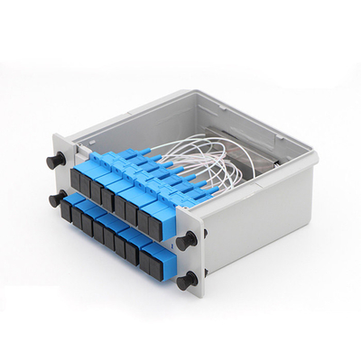 FTTH LGX Fiber Optic Splitter 1x16 SC APC UPC ABS Cassette Plug In Type PLC Splitter